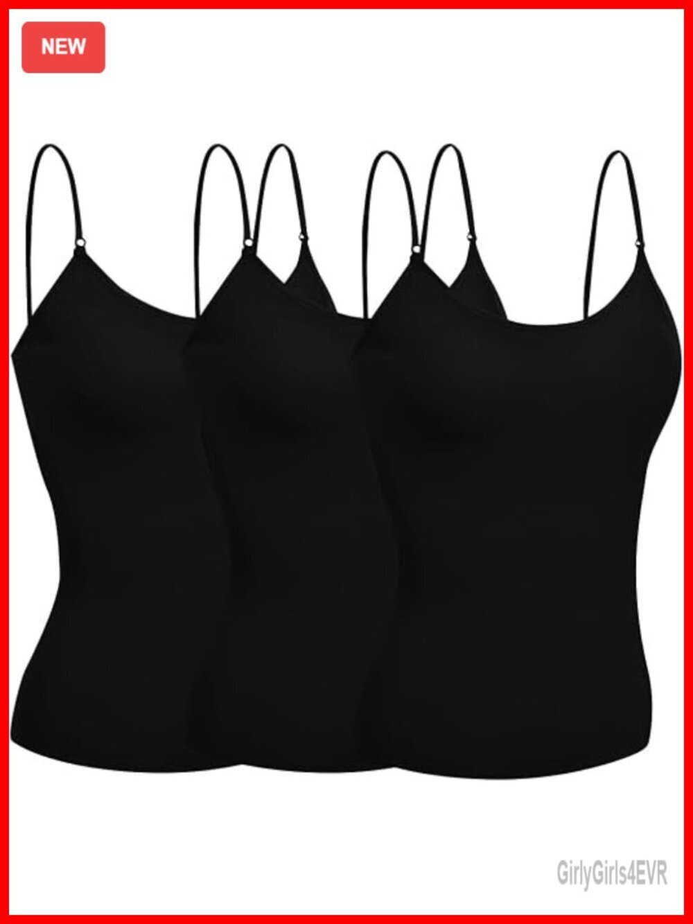 Camisole Built in Bra Wireless Fabric Support Short Cami Tank Top 3-Pack Cotton